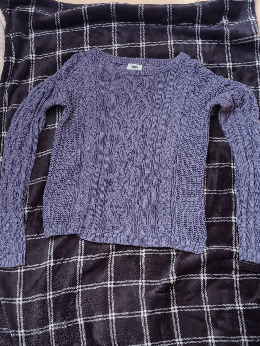 Old Navy Lavender-Blue Cable-Detail Crewneck Sweater